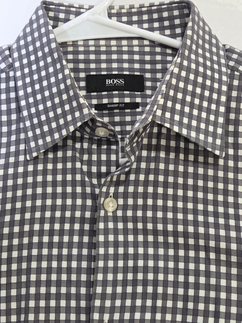 Hugo Boss Navy and White Gingham Button-Down Shirt - Picture 8 of 11